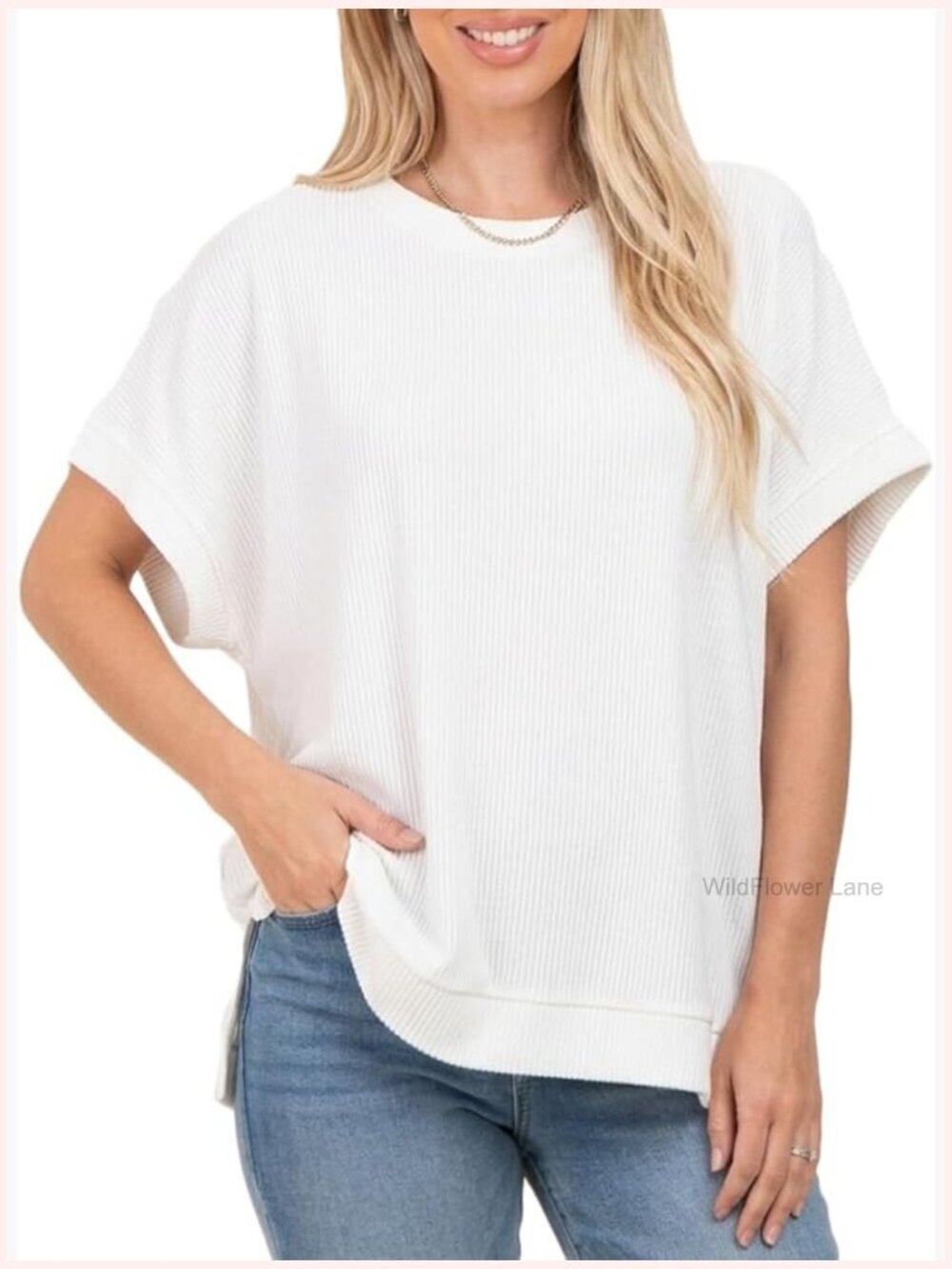 Oversized Batwing Short Sleeve Tunic Tee Loose Casual Top